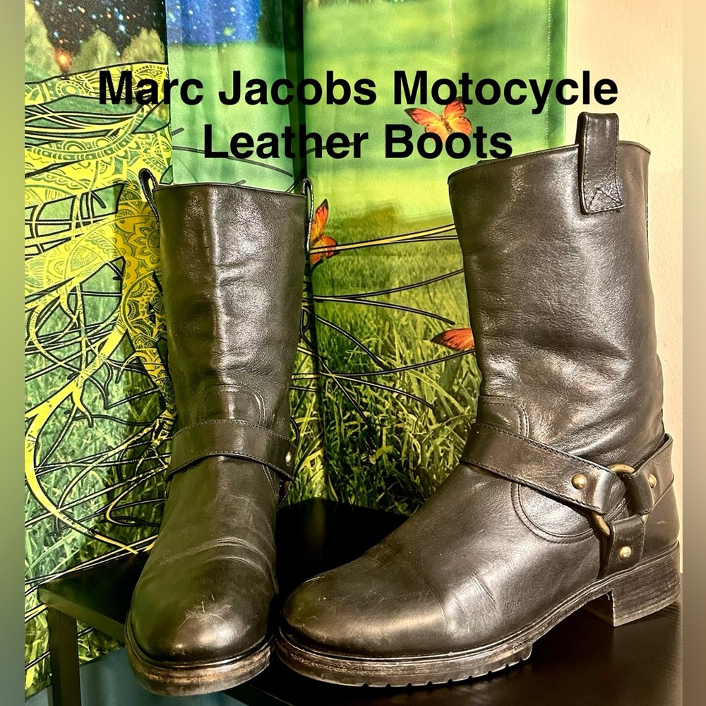 Marc Jacobs Black Leather Harness Motorcycle | Riding Boots | Size: 41 (Men's)